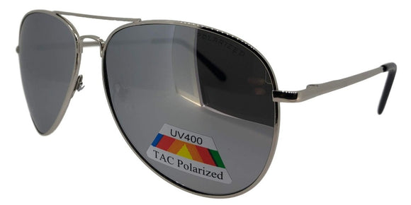 P326D Silver Mirror Polarized Aviators Sunglasses