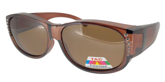 fors9674 Rhinestone Ladies Brown Polarized Fit Over