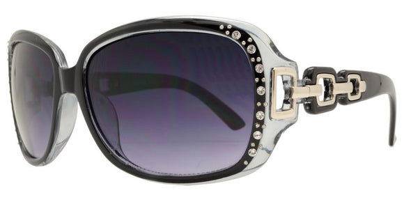 pL2676b Black Ladies Rhinestone Polarized Sunglasses