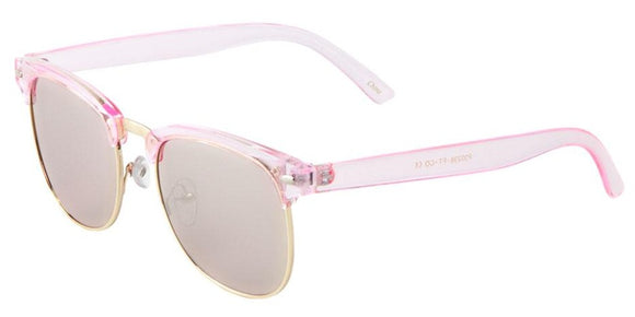 F41349 Pink Silver Mirror Brow Bar Sunglasses