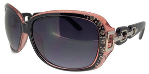 F2676B Pink Chain Link Rhinestone Sunglasses