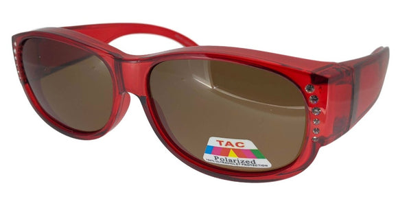 fors9674 Rhinestone Ladies Red Polarized Fit Over