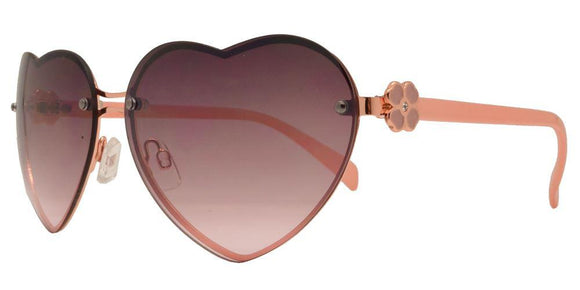 L7241ez Pink Heart Flower Sunglasses