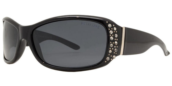 pL8919ez Black Ladies Rhinestone Polarized Sunglasses