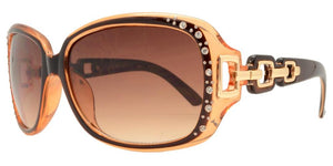 pL2676b Brown Ladies Rhinestone Polarized Sunglasses