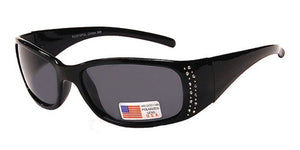 pL2616b Black Ladies Rhinestone Polarized Sunglasses