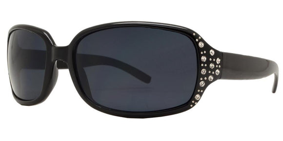 pL8335ez Black Ladies Rhinestone Polarized Sunglasses