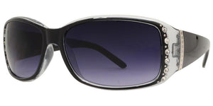 F8683EZ Black Skinny Rectangle Rhinestone Sunglasses
