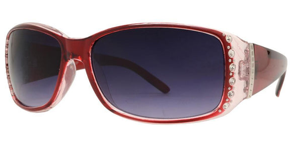 F8683EZ Red Skinny Rectangle Rhinestone Sunglasses
