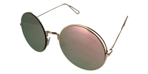 F3526HC Pink Mirror Round Sunglasses