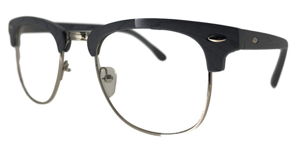 F77118GG Clear Lens Grey Wood Brow Bar Sunglasses