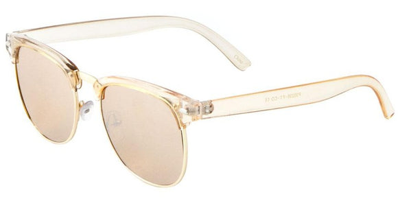 F41349 Peach Silver Mirror Brow Bar Sunglasses